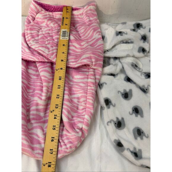 2 Girls swaddle pink gray elephants fleece lot infant baby - Picture 3 of 5